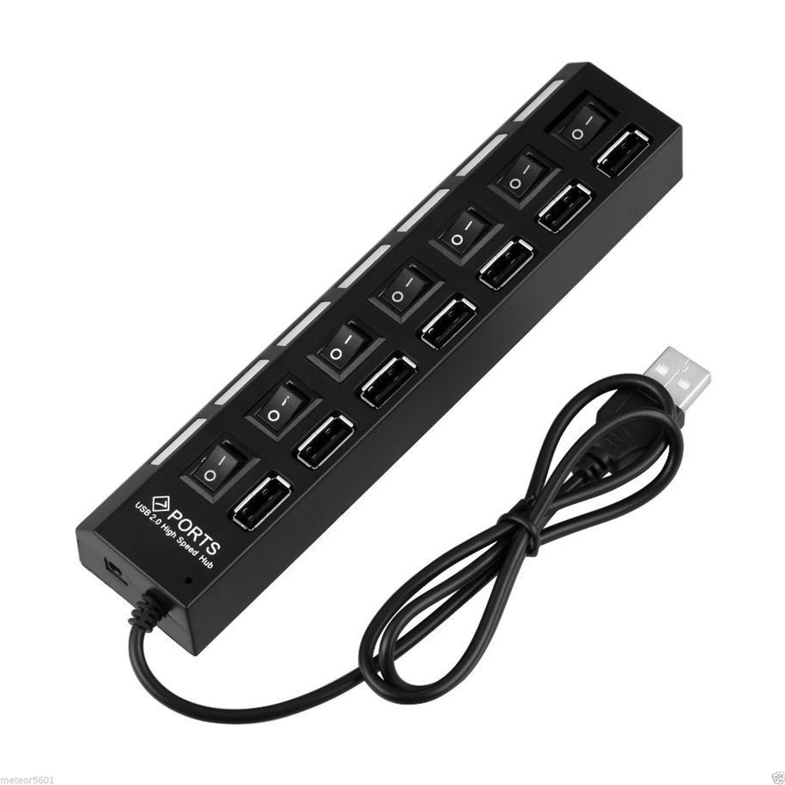 Buy 7 Port USB 2.0 Power Hub High Speed Adapter Separated w/ ON/OFF ...