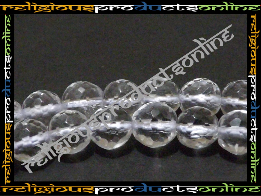 100 Natural Sphatik Mala (Quartz Crystal) Diamond Cut (108+1 Beads) 5 mm