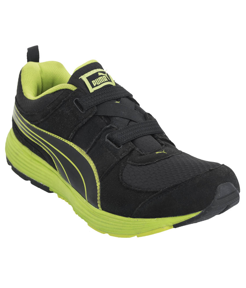 puma green and black shoes