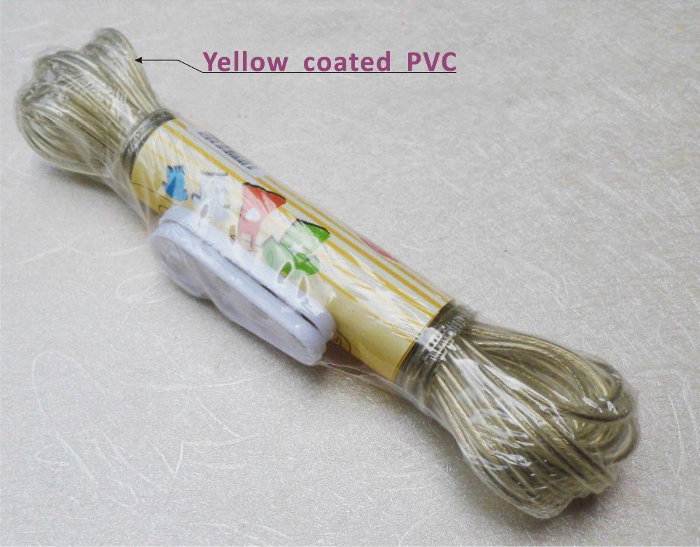 Buy Clothesline 10 meter PVC coated steel wire with 2 plastic hooks ...