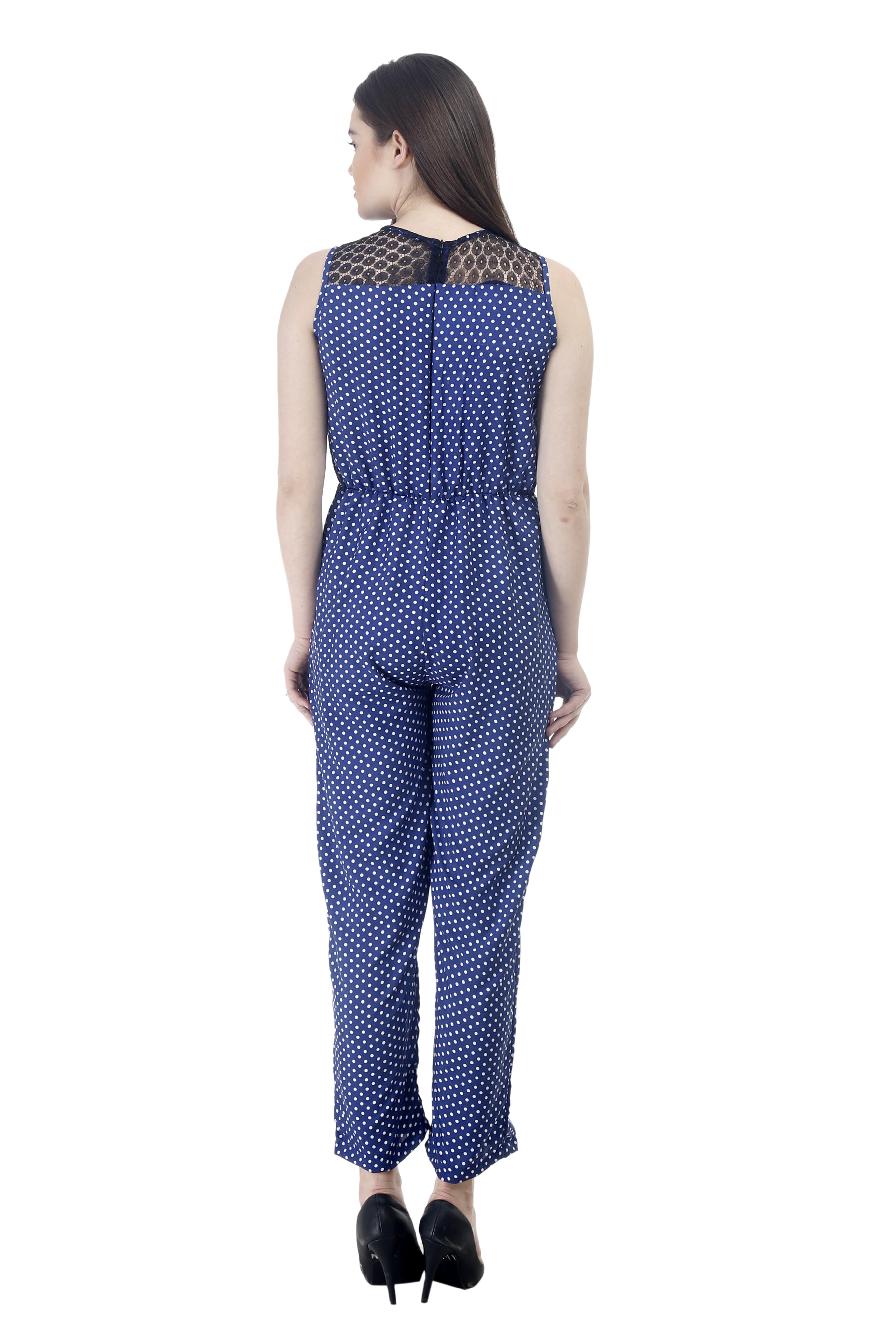 Buy Westrobe Women Nevy Blue Polka Dot Jumpsuit Online @ ₹999 from ...