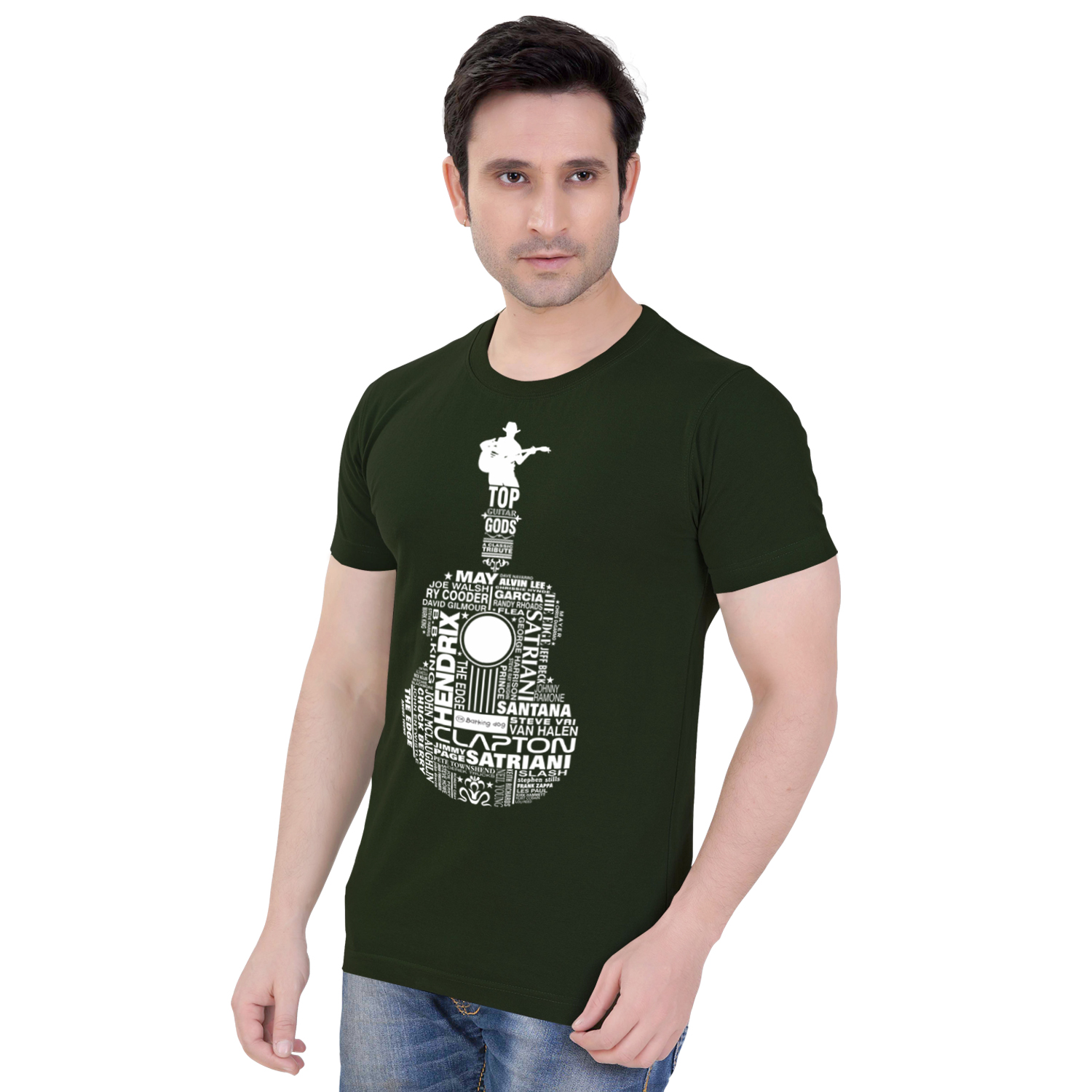 Buy Tantra Mens Army Green Casual Wear T-shirt (Guitar God - BD) Online ...