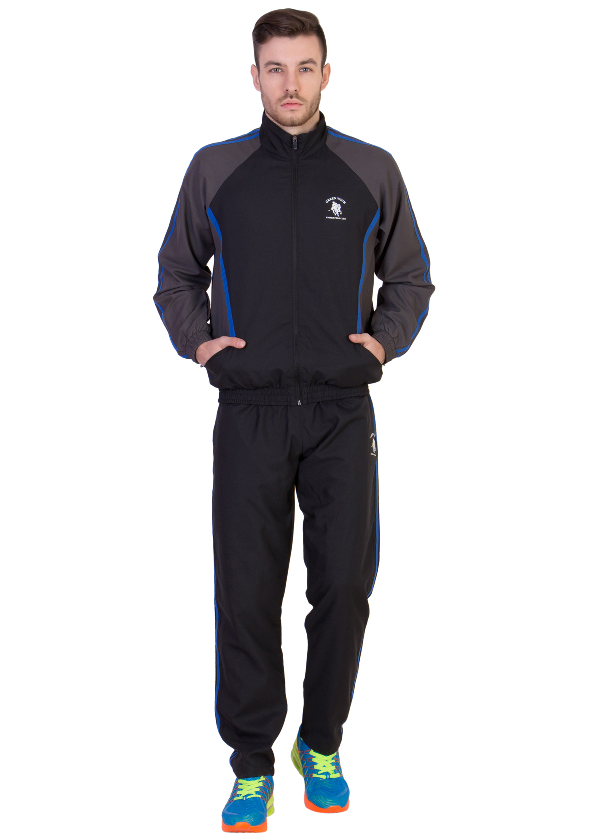 Buy Greenwich United Polo Club Mens Black Blue Cotton Blend Tracksuit ...