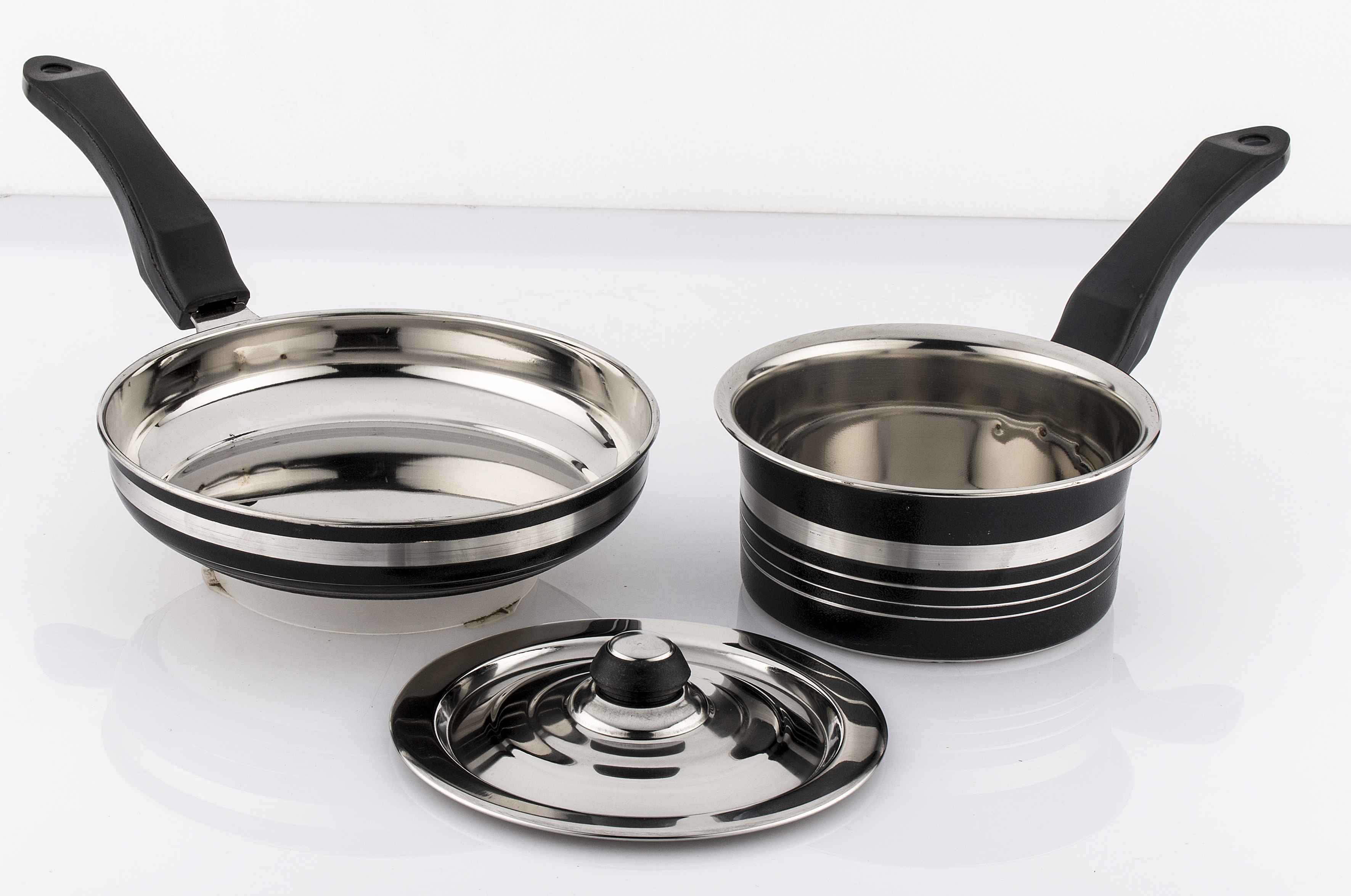 Buy Mahavir 3Pc Metalic Balck Induction Lpg Compatible Cookware Set