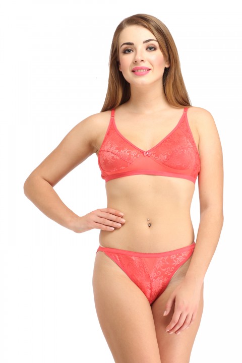 Ensemble Lingerie Elegant Moments 1410 Stretch One Size - Bandeau Résille Rose Et Panty