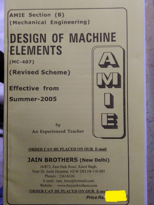 AMIE - Mechanical Engineering Section (B) Design Of Machine Elements ...