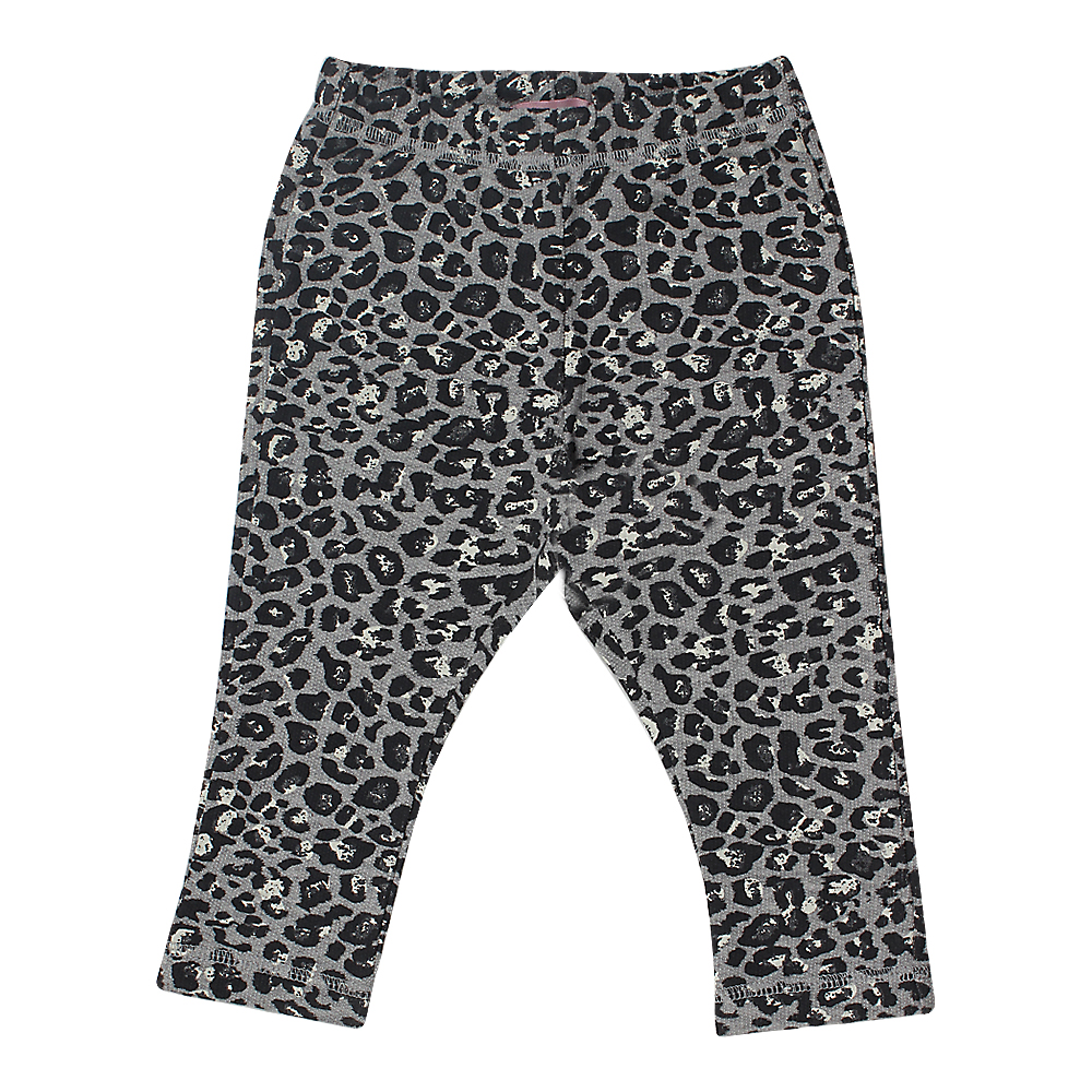 Baby Girls Jazzy Animal Print Grey Melange Fleece Pants