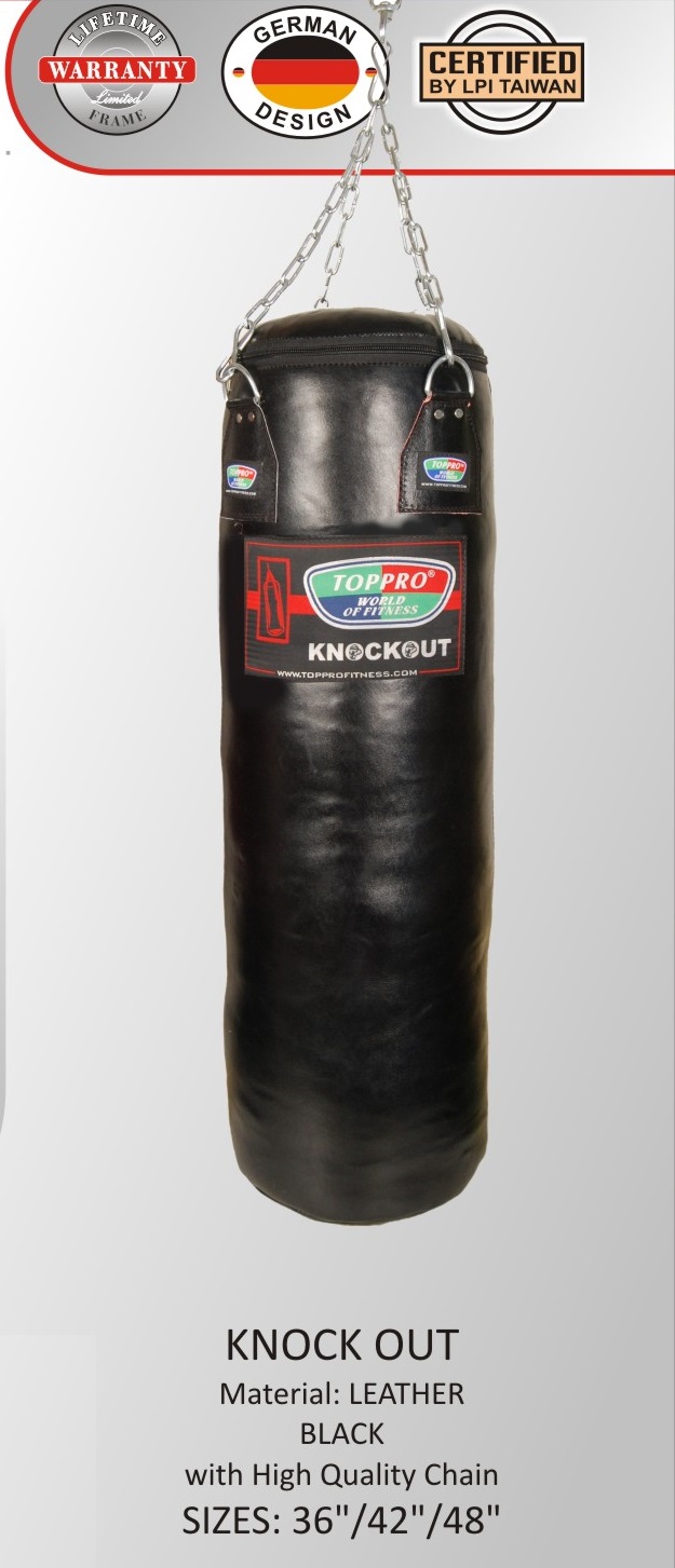 Toppro LEATHER PUNCHING BAG MODEL KNOCKOUT UNFILLED AND WITH CHAIN 48