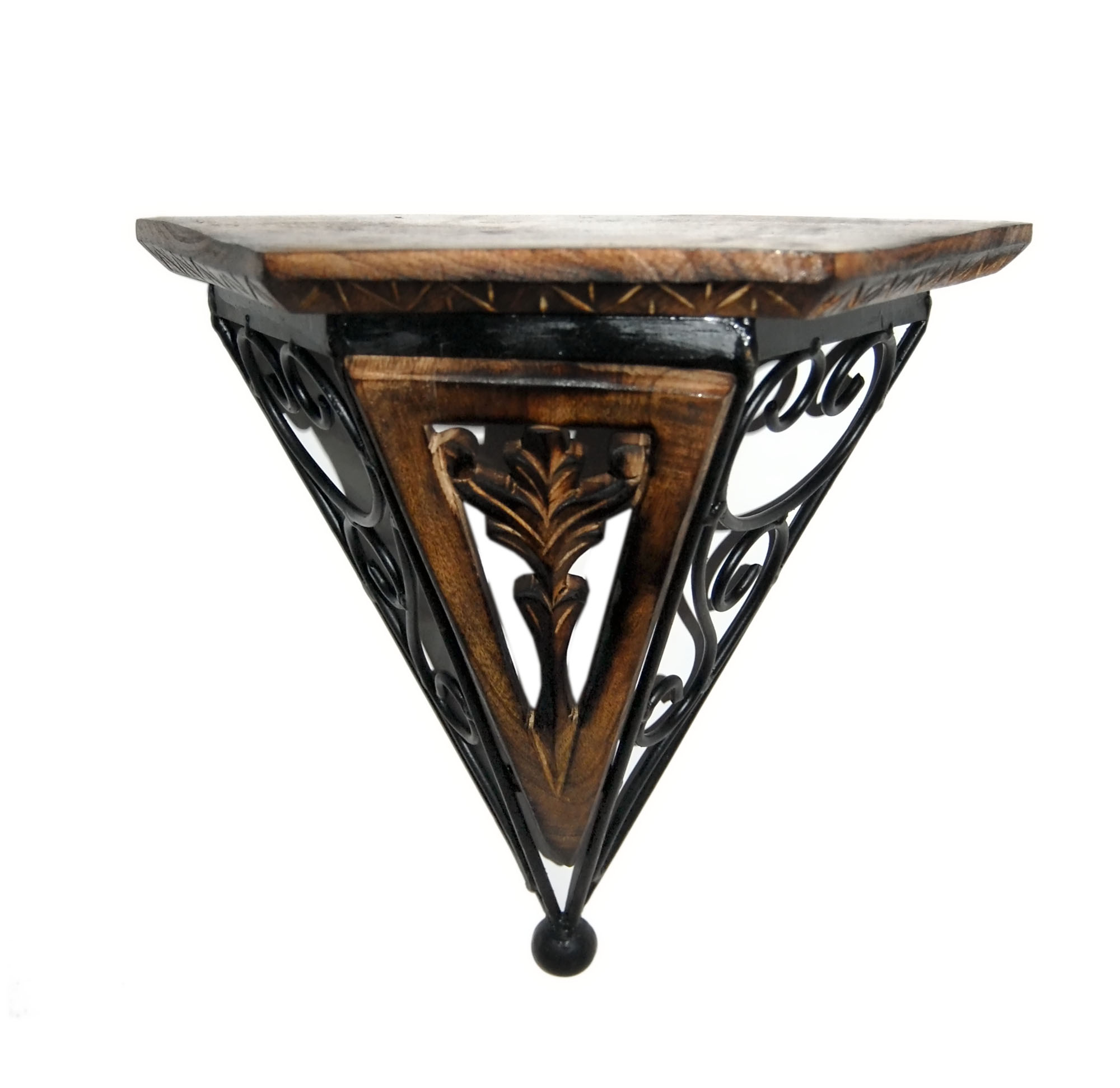 Buy Wooden Wrought Iron Wall Rack Bracket Shelf Fancy Design Online ...