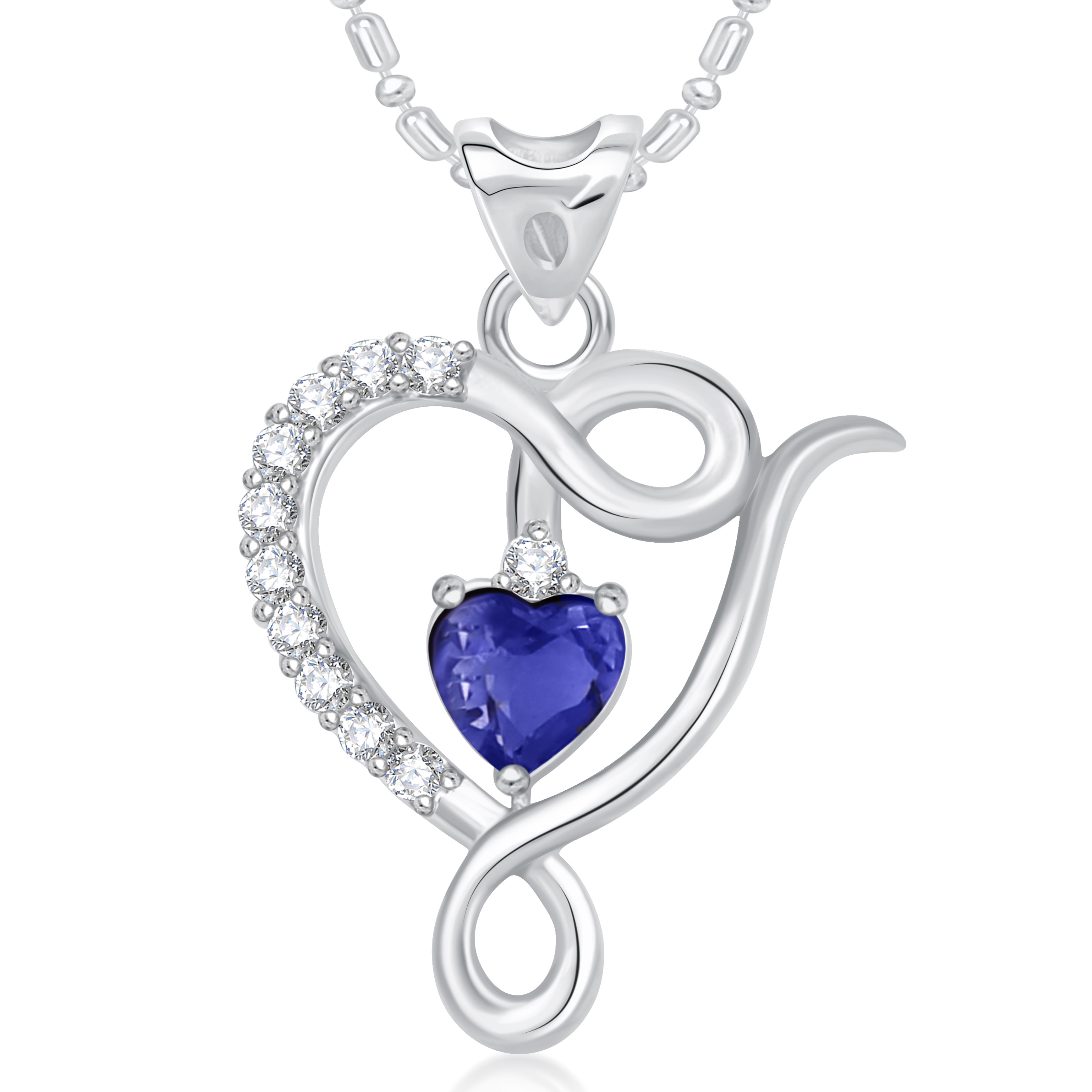 Buy Vk Jewels Well Crafted Blue Stone Heart Valentine Rhodium Plated ...