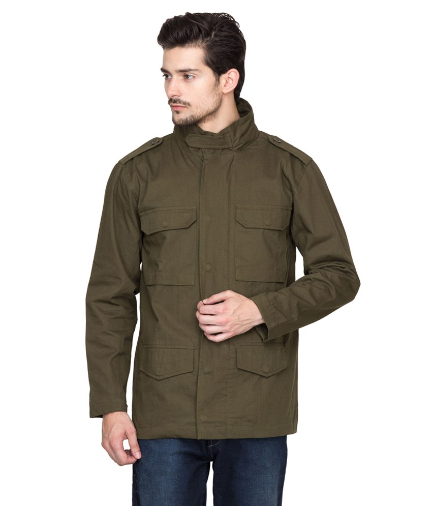 Buy Hypernation Military Green Cotton Jacket For Men Online @ ₹1899 ...