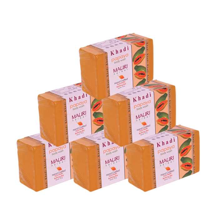 Khadi Mauri Papaya Soap Pack of 6 Premium Handcrafted Herbal