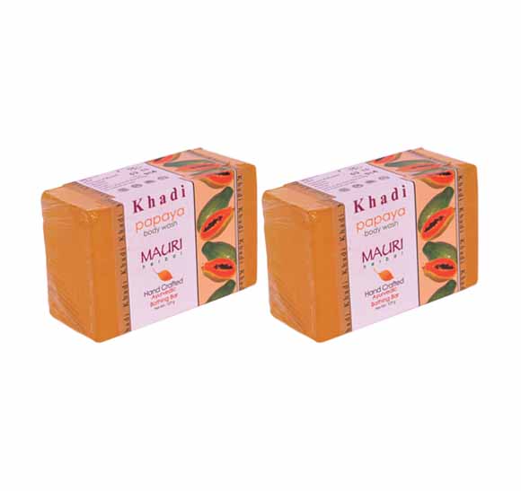 Khadi Mauri Papaya Soap Pack of 2 Premium Handcrafted Herbal
