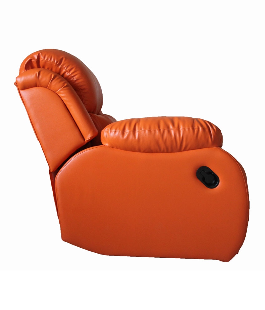 Westido Single Seater Manual Recliner Orange in Leatherette Upholstery