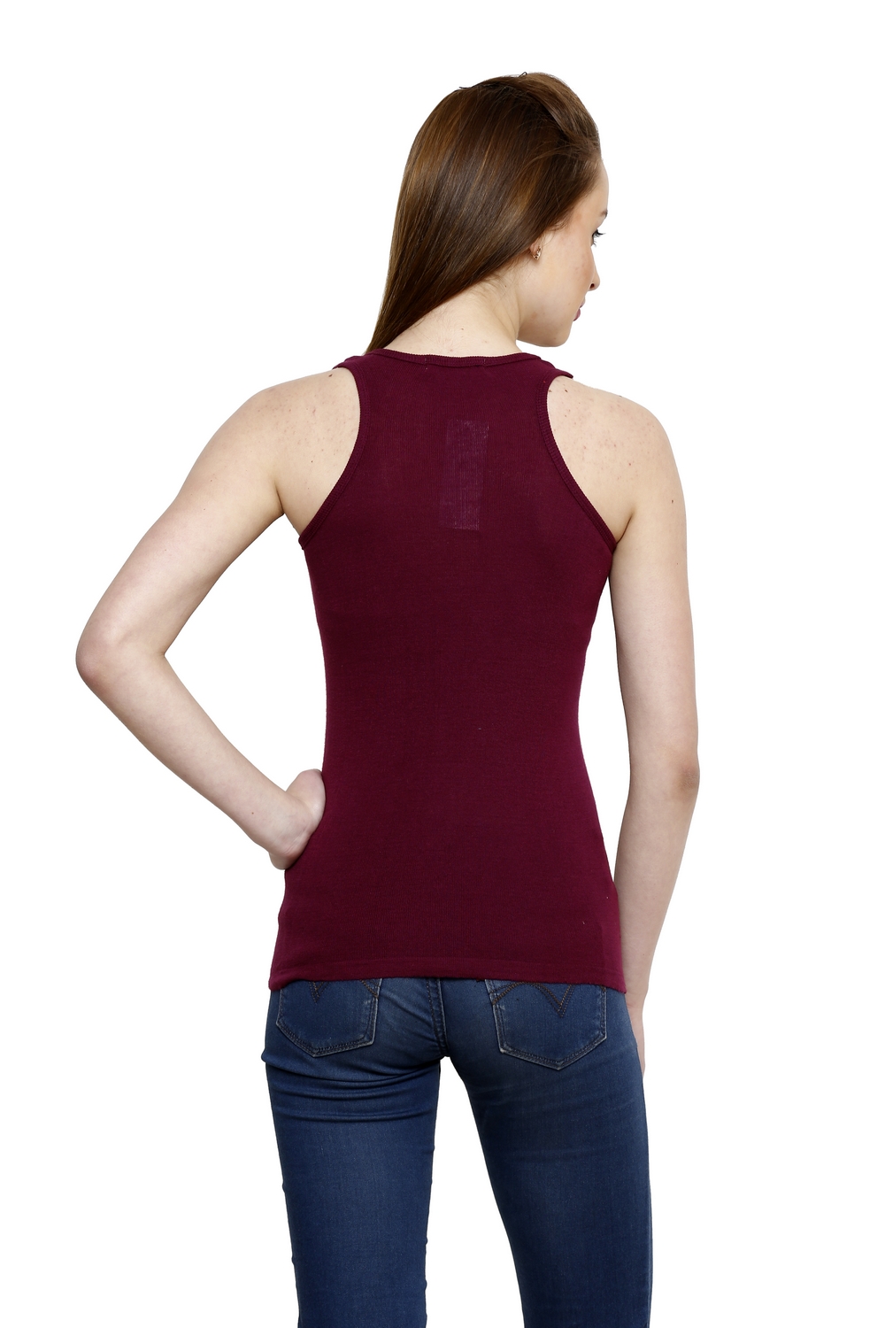 Buy Renka Round Neck Maroon Color Seamless Summer Tank Top For Women ...