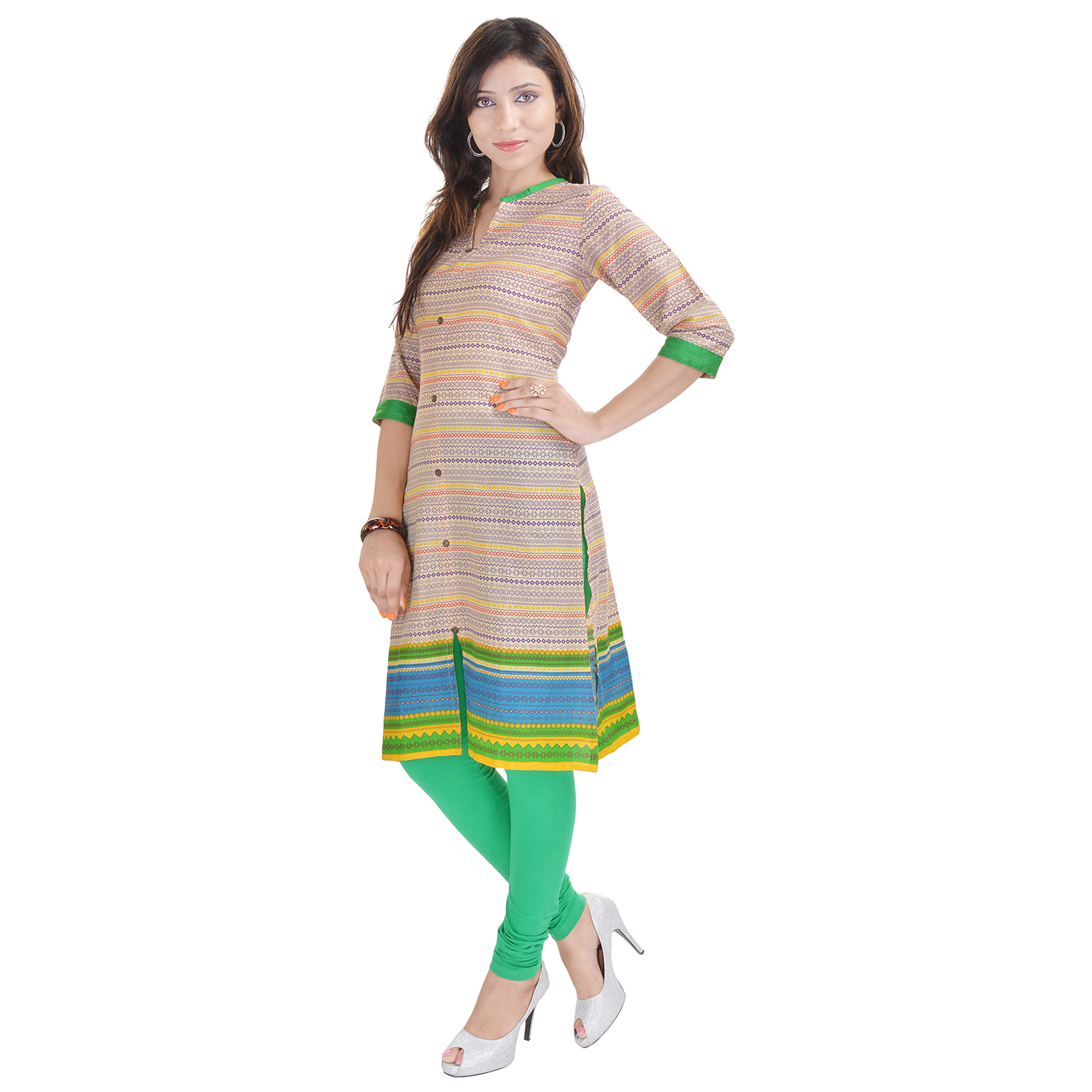 Buy Rangeelo Rajasthan MultiColor Printed Cotton Straight Kurti Online ...