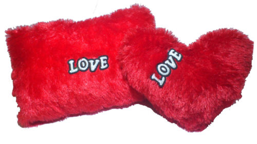 Set of 2 Heart Shape Love Soft Cushion Pillow Teddy Bear Valentine Love Gift