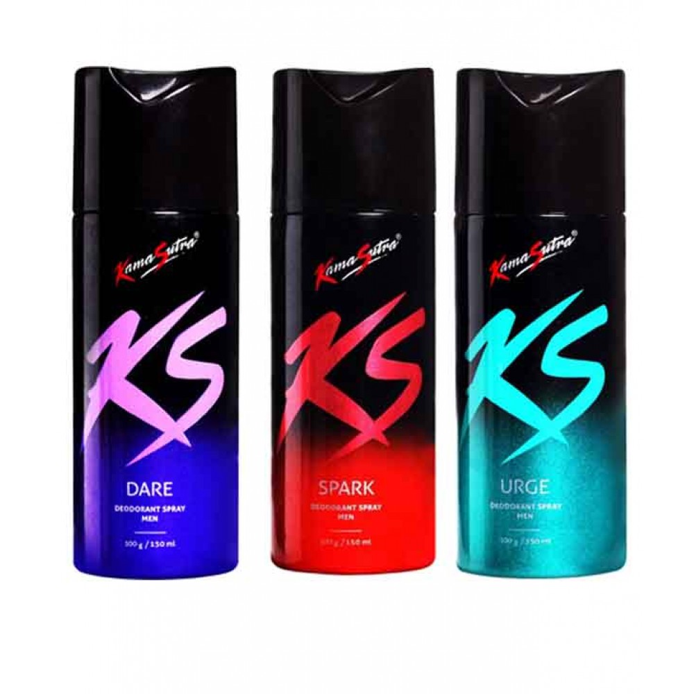 Ks Kamasutra Deo Body Spray For Men Combo Spark+Dare+Urge Set Of 3 Deo