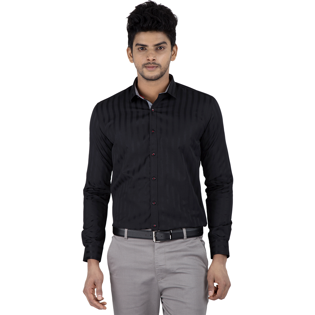 Buy Independence Mens Black Striped Formal Shirt Online @ ₹518 from ...