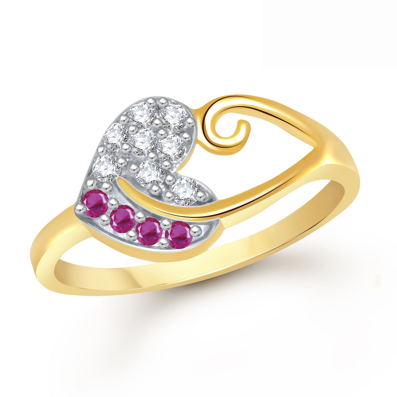 Buy Meenaz Heart Ring For Girls Women Gold Plated In American Diamond ...