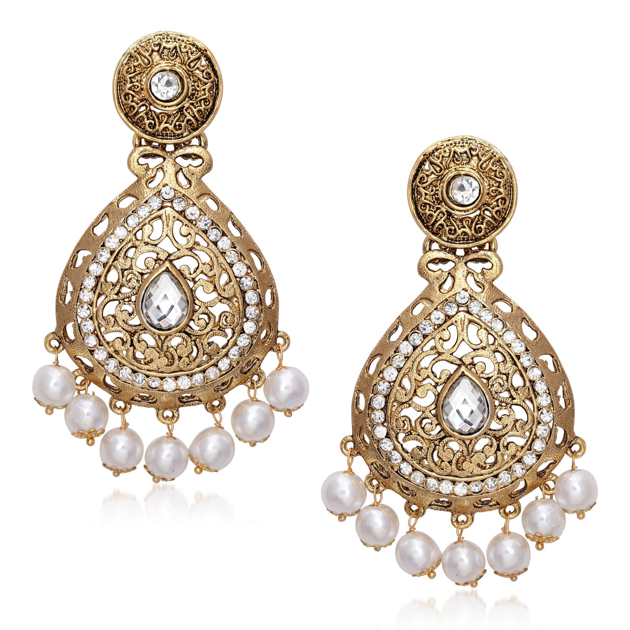 Buy Meenaz Traditional Earrings Fancy Party Wear Kundan Moti Pearl ...