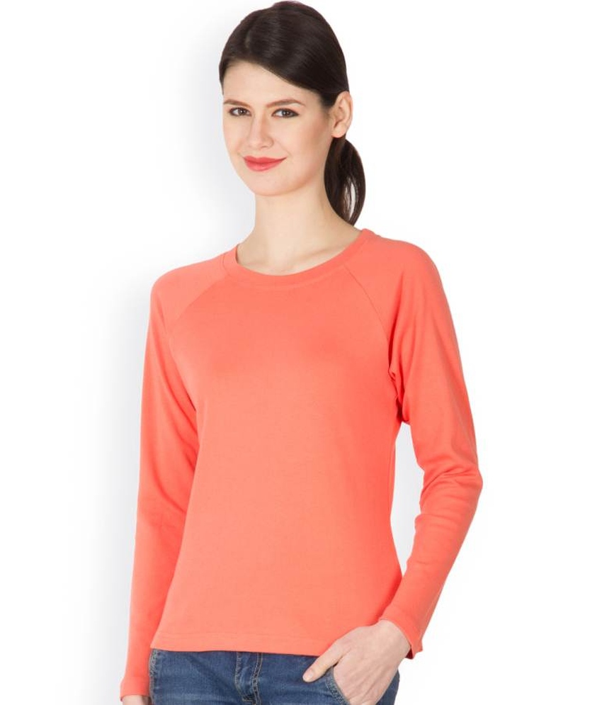 Buy Hypernation Round Neck Coral Color With Cotton Interlock T-shirt ...