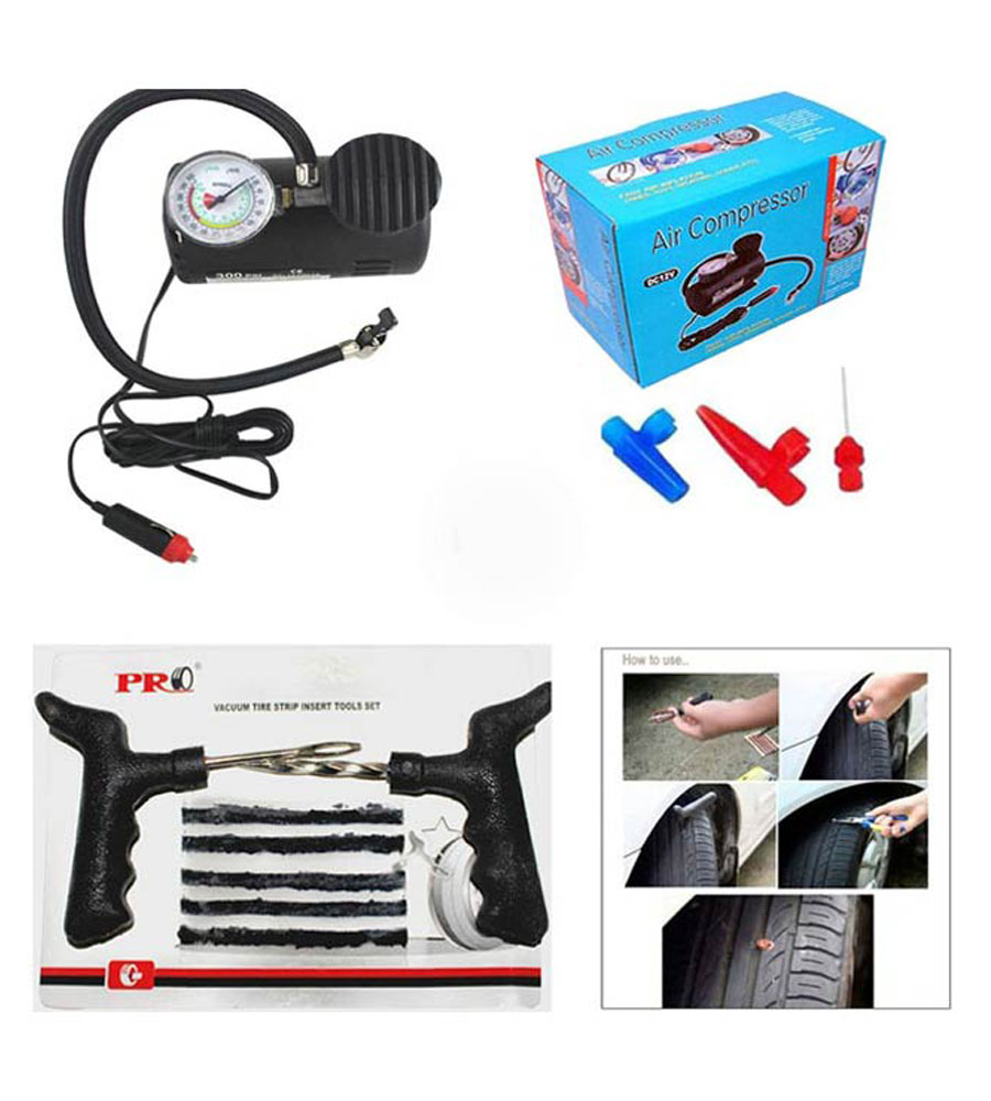 Buy Electric Car Bike Tyre Inflator Pump Compressor + Tubeless Tire