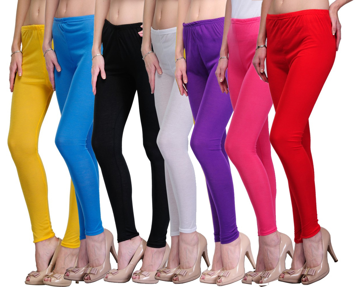 Buy Pack Of 7 Cotton Lycra Leggings Online @ ₹1299 from ShopClues