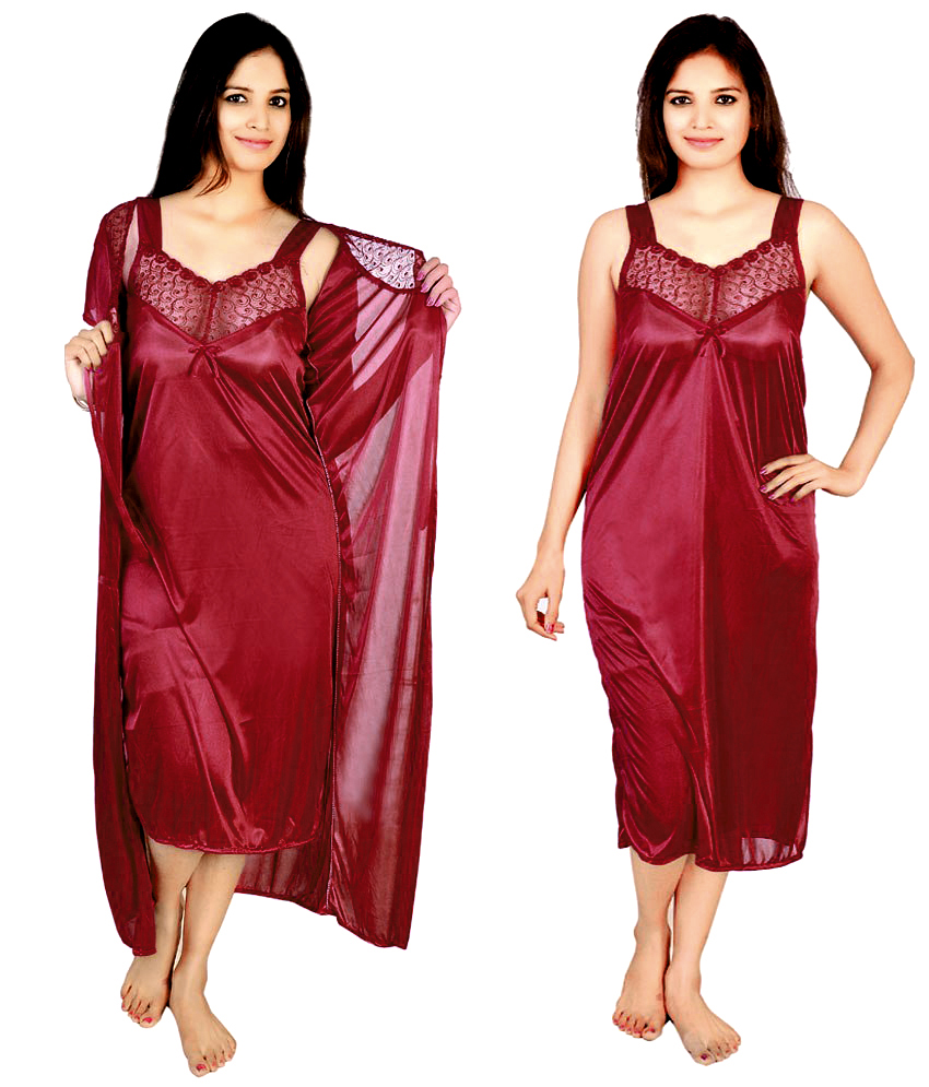 Buy Rk Nating Night Dress Mahroon Color For Ladies Online ₹399 From Shopclues