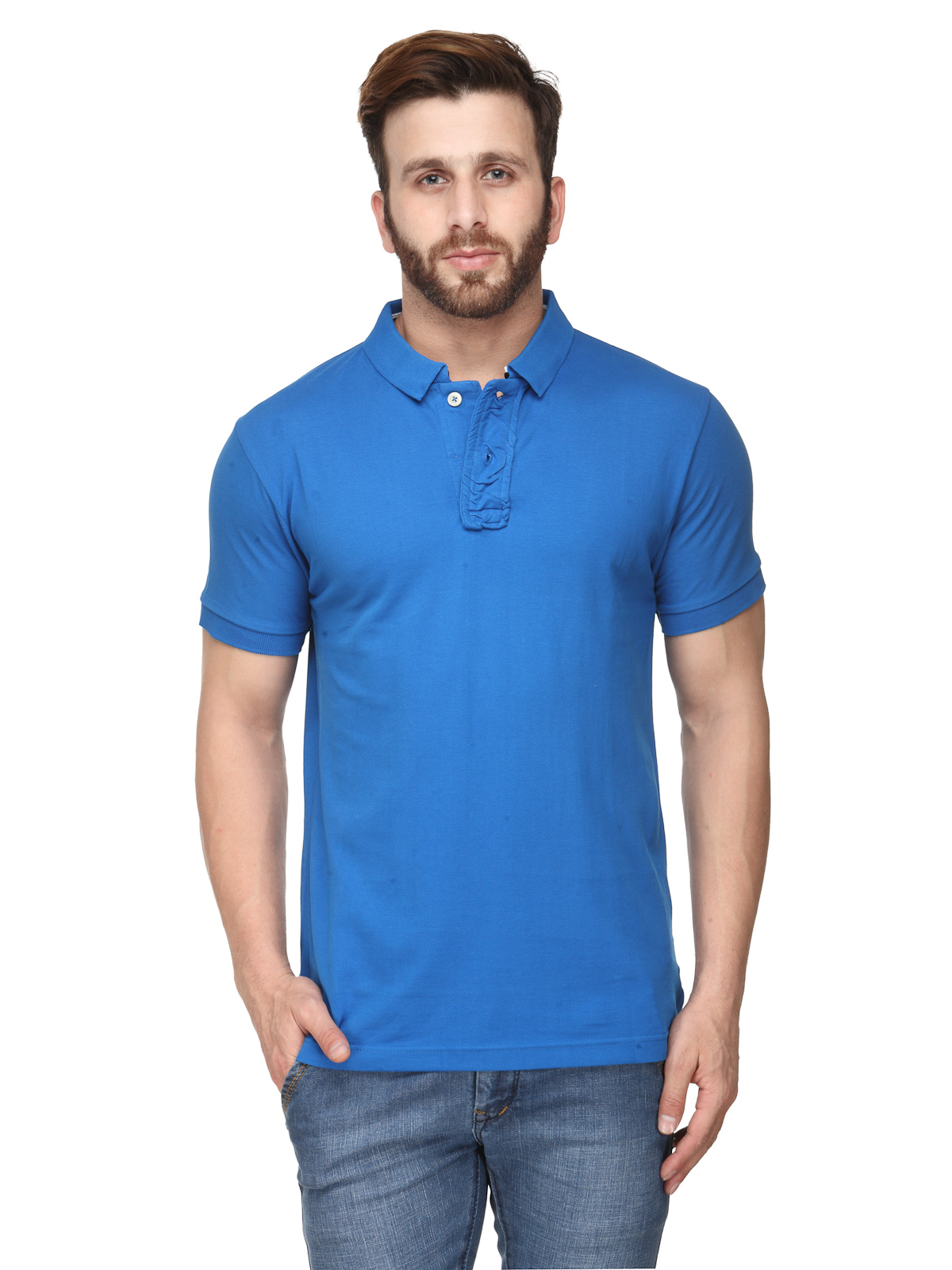 Buy Scott Scala Men Royal Blue Cottn Half Sleeve Polo T-shirt Online ...