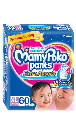 Buy Mamy Poko Extra Absorb Pants Diaper Xl - 60 Pcs Online @ ₹930 from ...