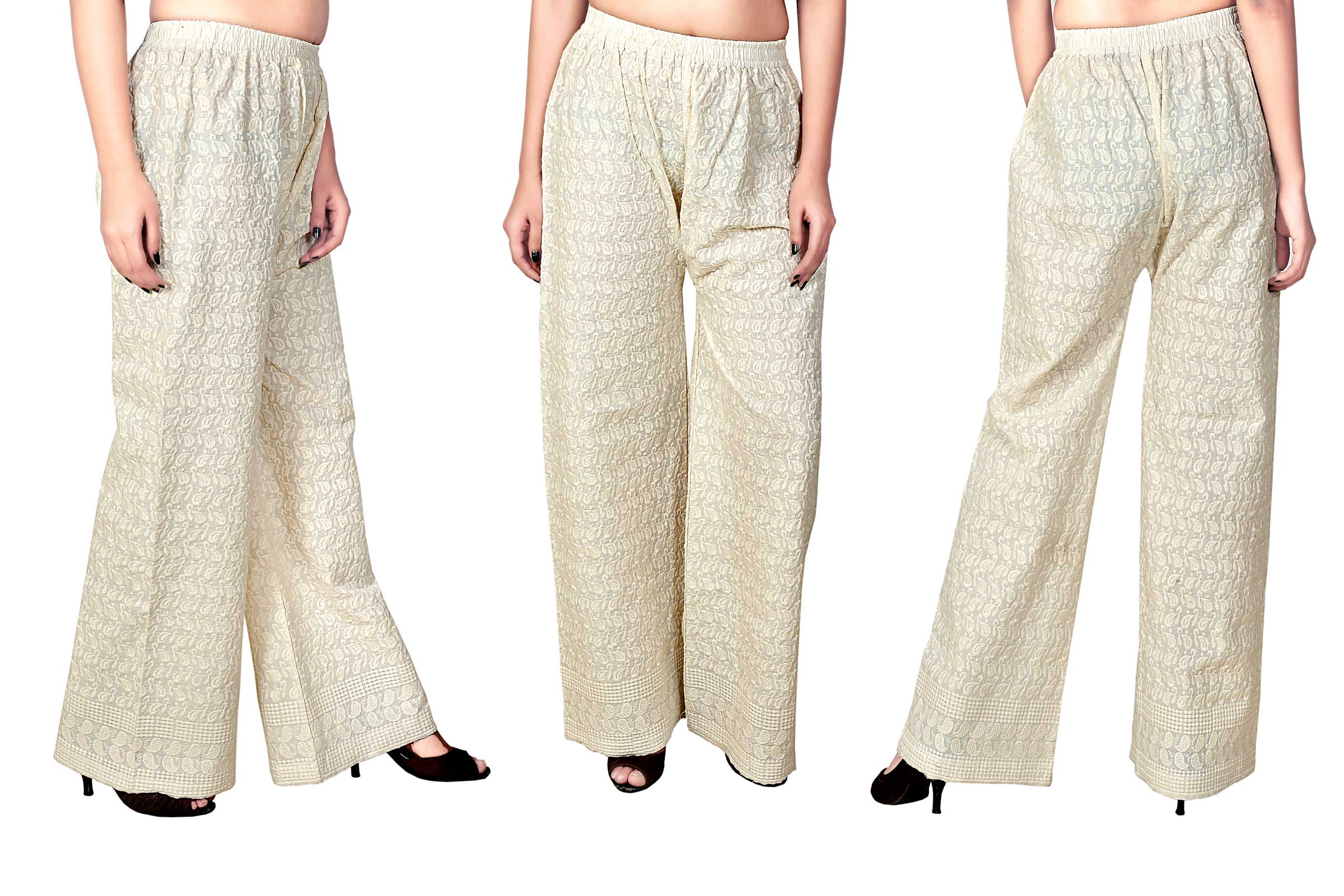 Buy Cotton Centre Chicken Palazzo Pant Trouser Creamy Foam Colour