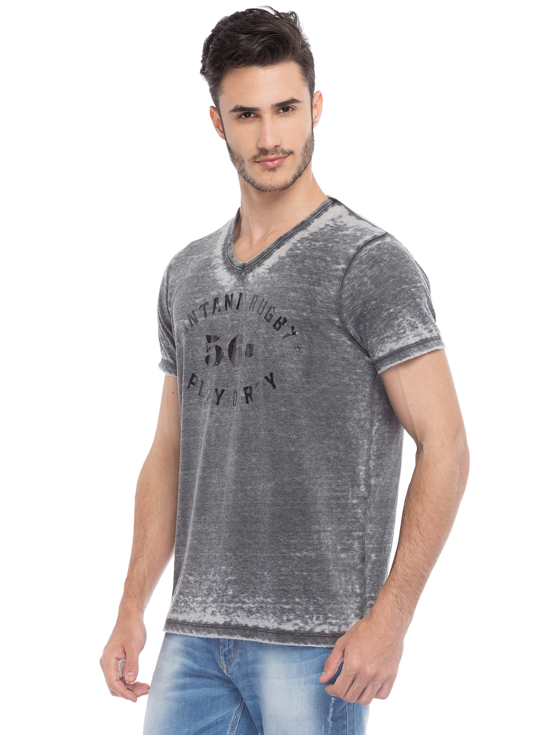 Buy Spykar Mens Black Slim Fit T-Shirt Online @ ₹659 from ShopClues