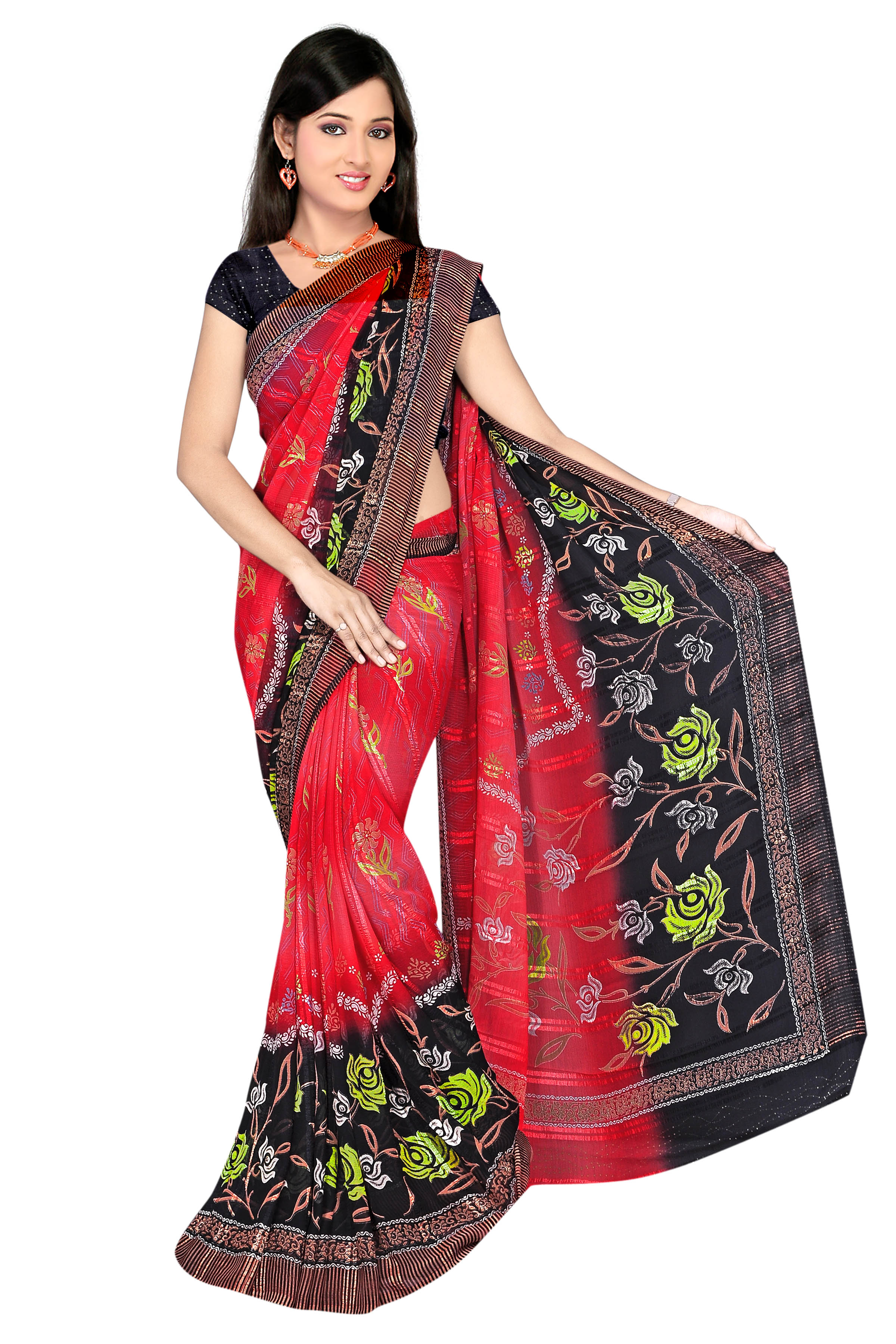 Buy Chiffon Printed Saree With Free Ladies Comb Dn02 Online