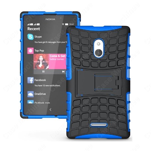 Heartly Flip Kick Stand Hard Dual Armor Hybrid Bumper Back Case Cover For Nokia Xl Blue