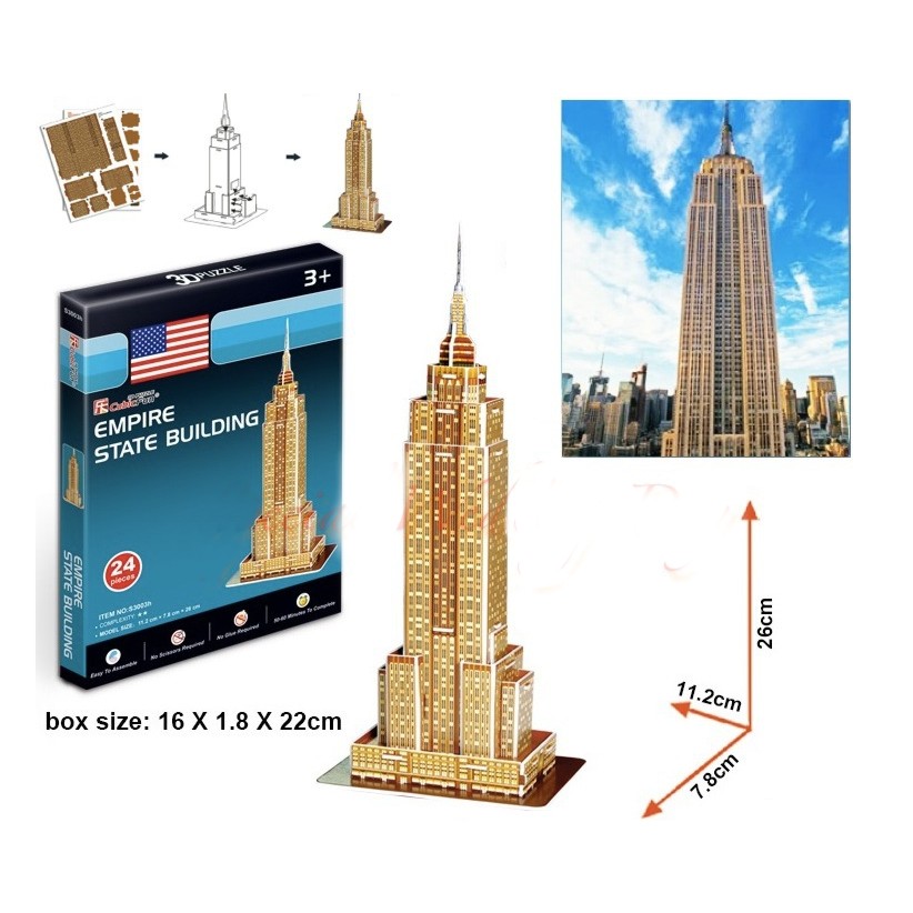 Buy Cubic Fun 24 -Pieces 3D PUZZLE EMPIRE STATE BUILDING MODEL Worlds ...