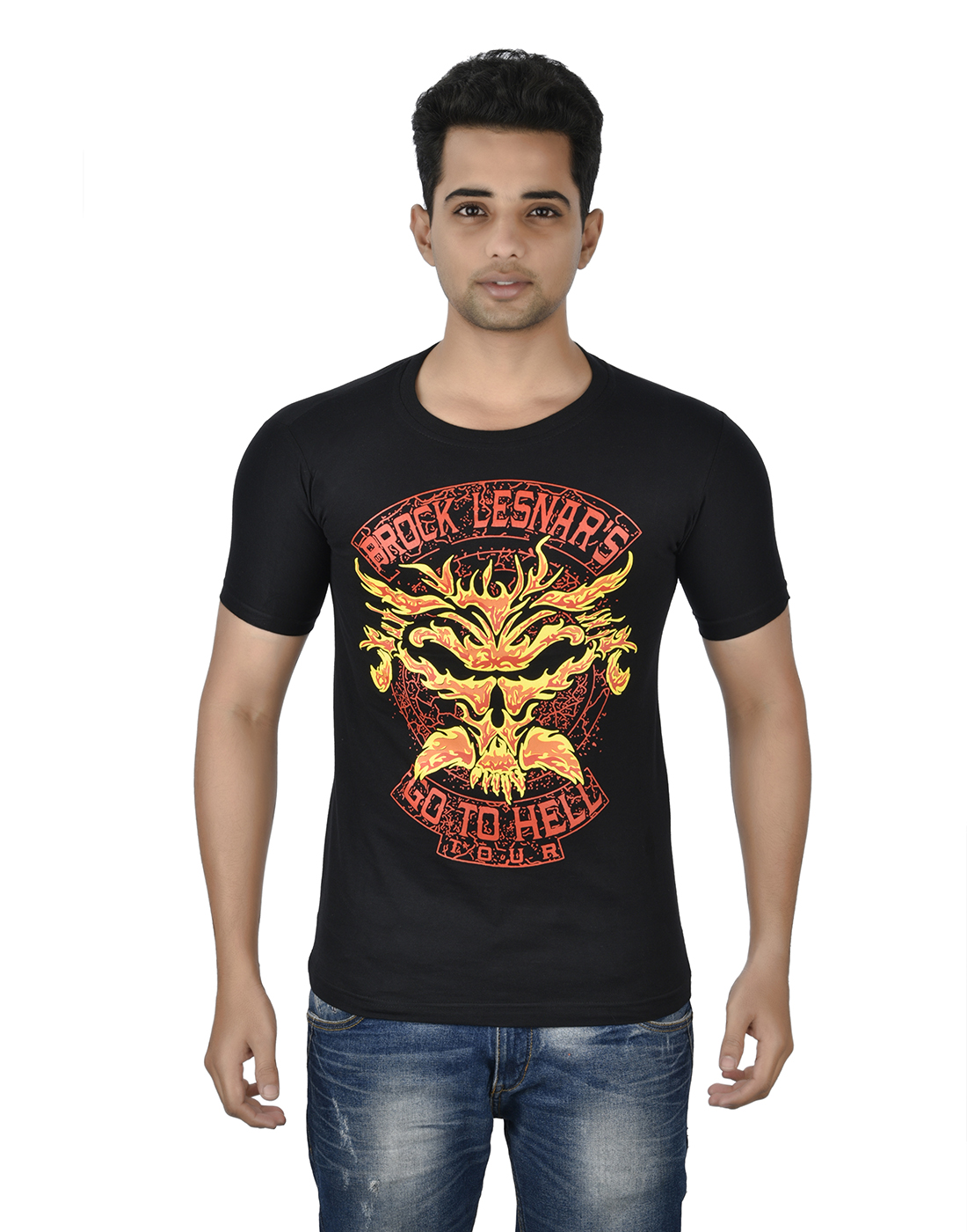 Buy Brock Lesnar Go To Hell Tour Cotton Printed T Shirt Online @ ₹399 ...
