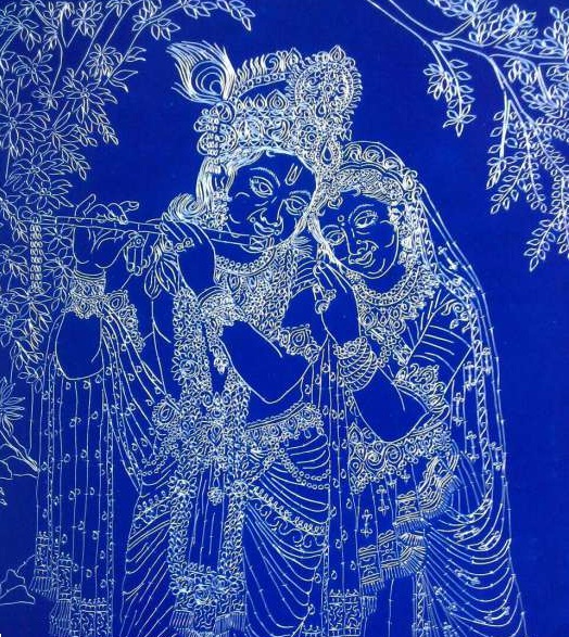 Buy Radha Krishna In Silver line Work art Online @ ₹5999 from ShopClues