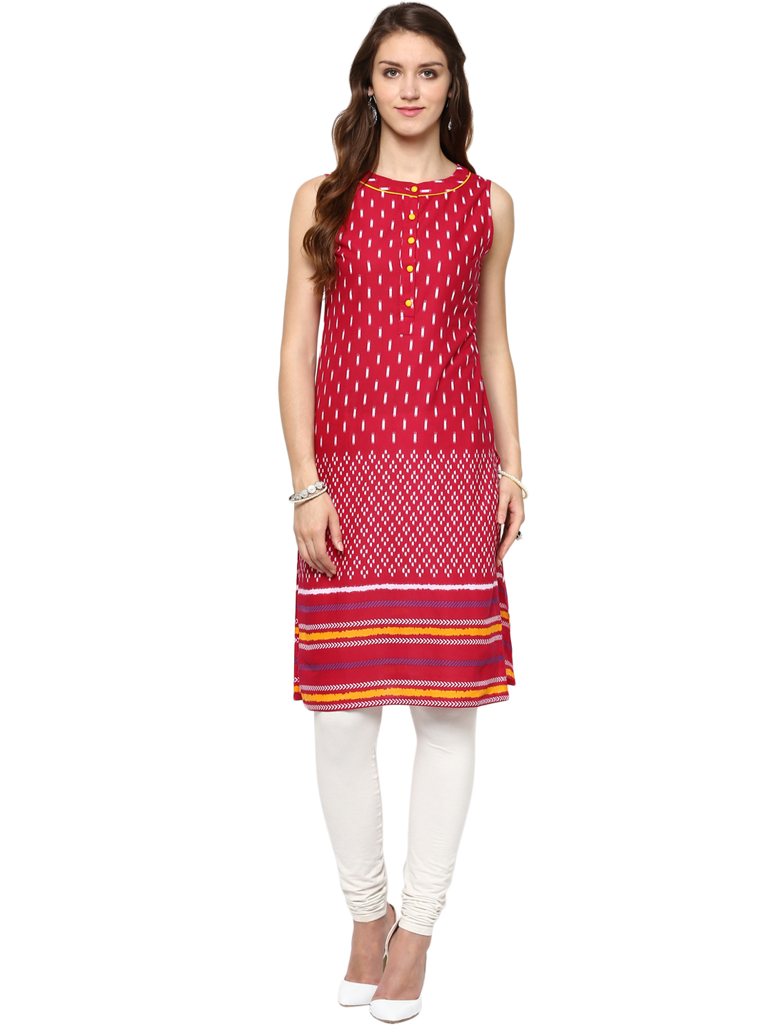 Buy Jaipur Kurtis Straight Printed Pink Cotton Kurta Online ₹749 from
