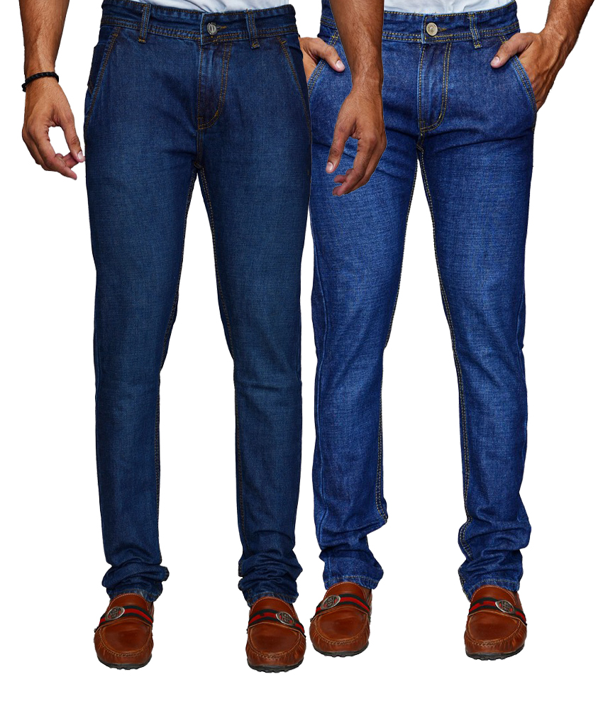 Buy Ansh Fashion Wear Mens Streachable Regular Fit Jeans ( Pack of Two ...