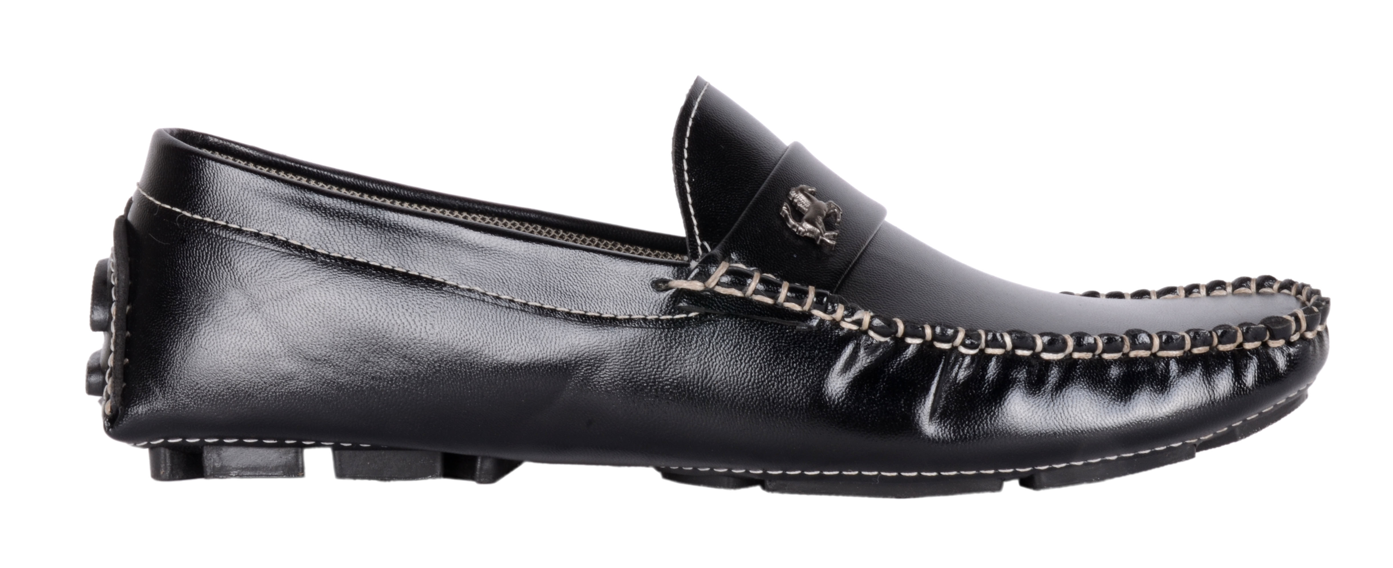 Buy Shoeniverse Mens Black Leather Driving Shoes Office purpose Black ...