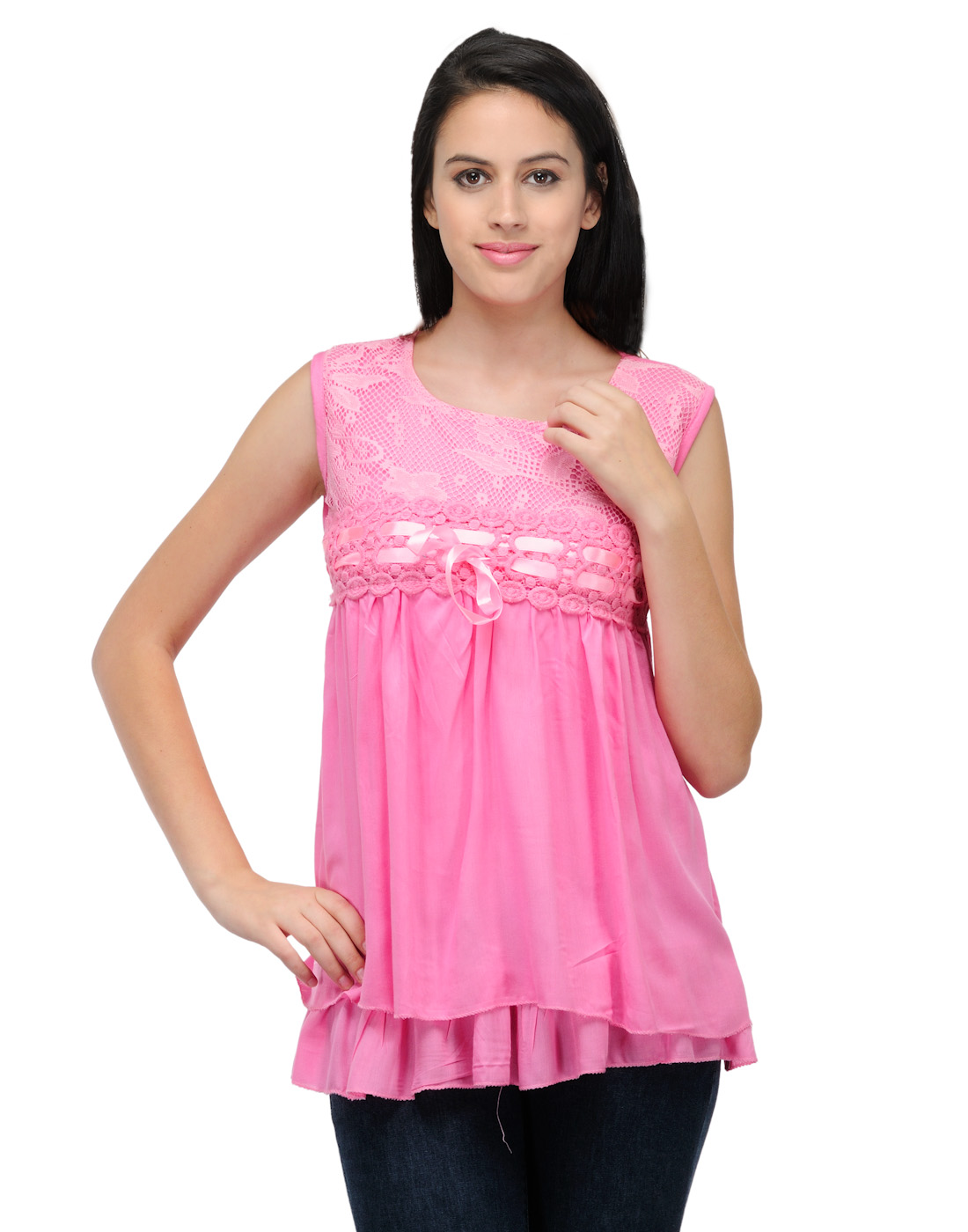 Buy Klick2Style Ribbon Work Top Peach TOP2023-Pnk Online @ ₹600 from ...