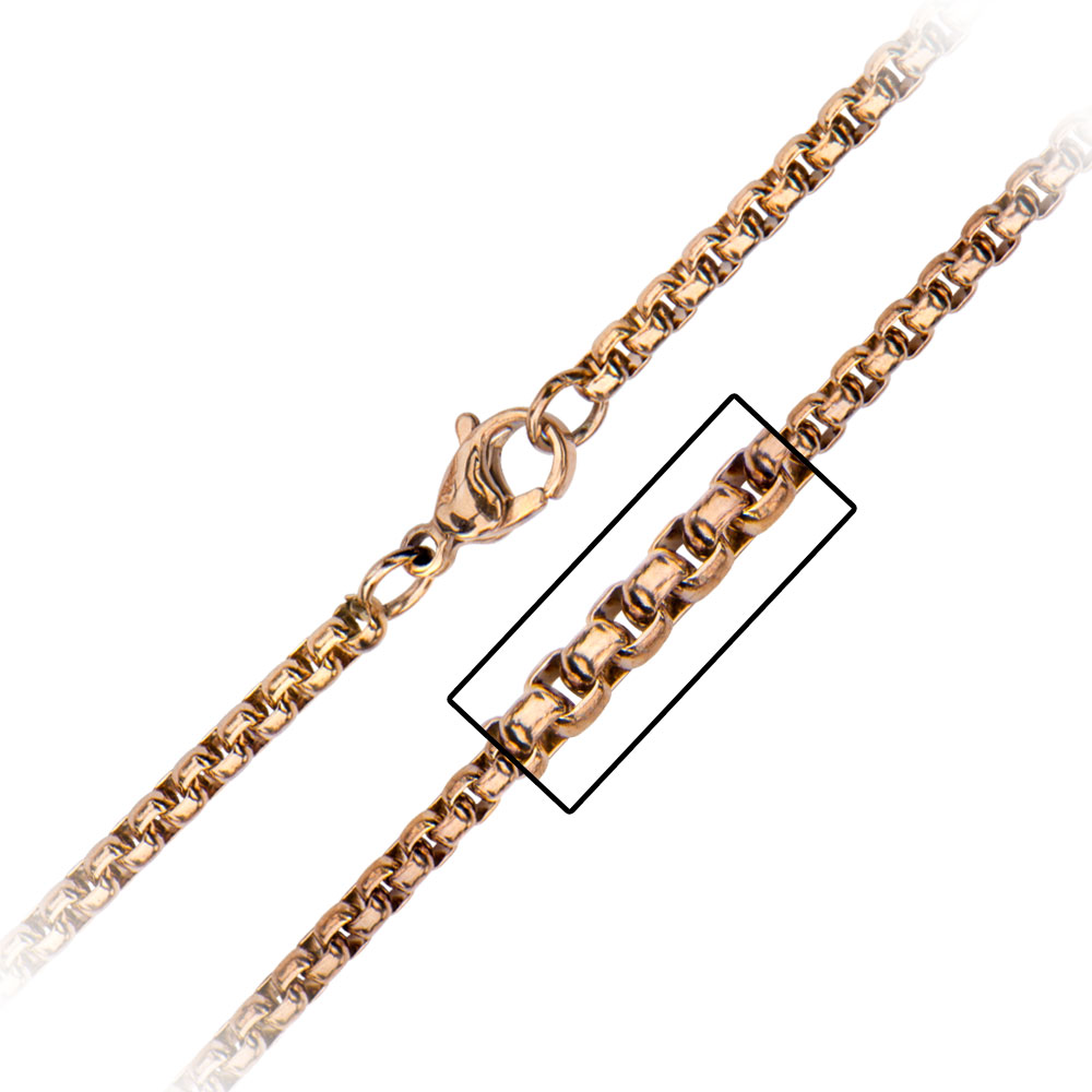 Buy Inox Jewelry Rose Gold Stainless Steel 3mm Round Rolo Box Link ...