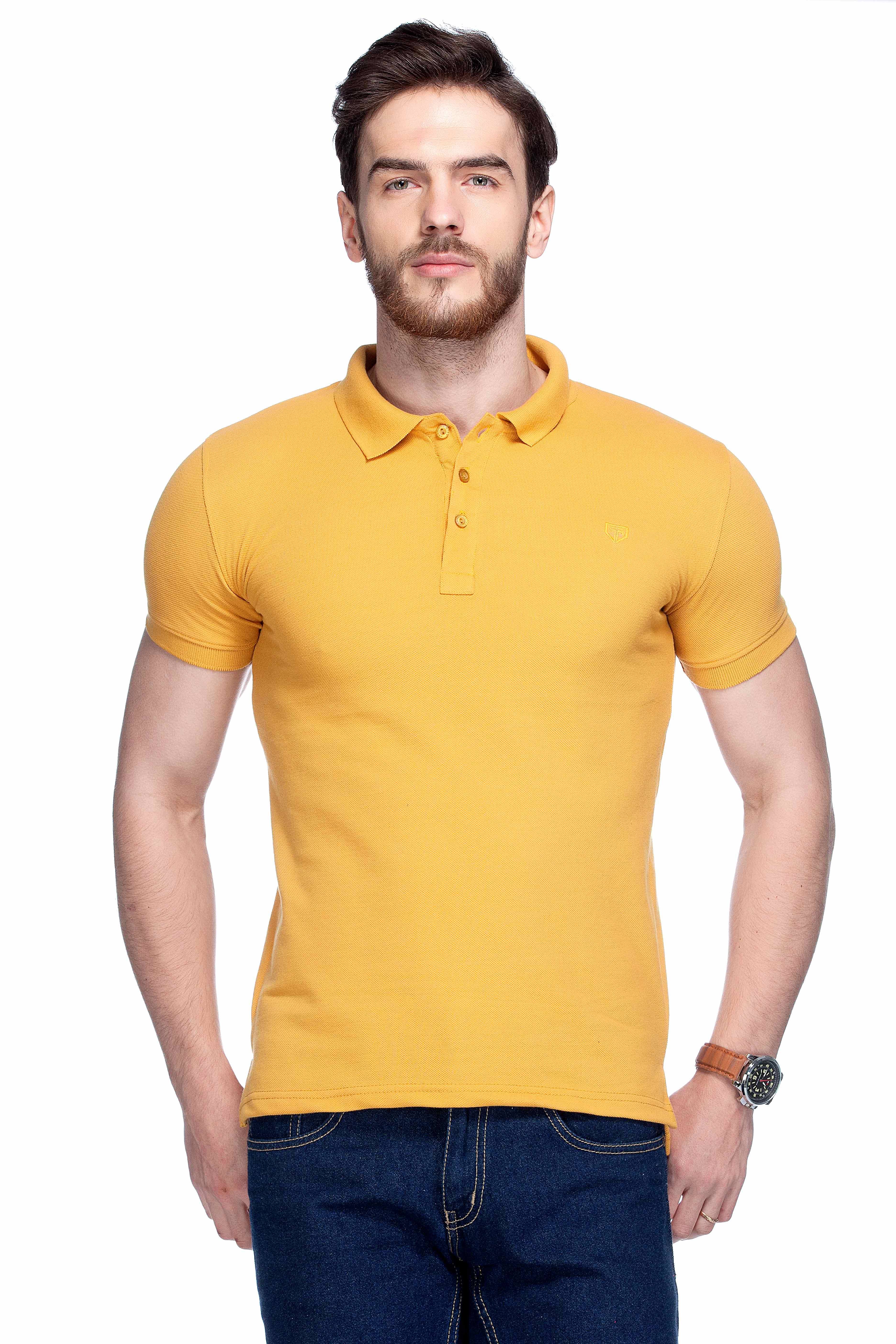 Buy Tinted Mustard Polo Neck Others T-Shirt For Men Online @ ₹556 from ...
