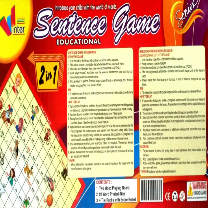 Buy Sentence Game Educational Board Game 2 in 1 by Classic Toys Online