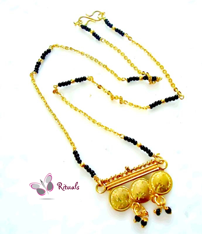 Buy Gold Plated Black Beads Mangalsutra Online- Shopclues.com