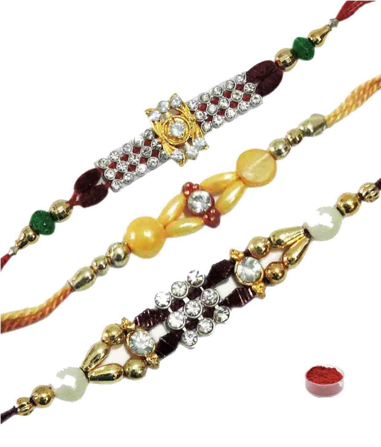 Buy Remarkable Set of Three Fancy Rakhis Online @ ₹321 from ShopClues