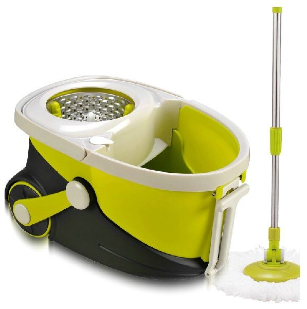 Magic Mop 360 With Wheels Dragging Handle & Steel Bucket Walkable Mop