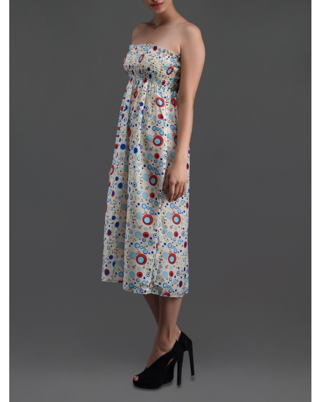 Buy N-Gal Cream Polyester Casual Dress Online @ ₹719 from ShopClues