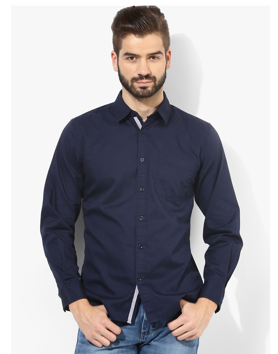 Buy Zavlin Navy cotton casual shirt Online @ ₹549 from ShopClues